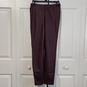 Oodji Ultra Women's Burgundy Pleather Pants Size 4 Side Zip & Ankles Elastic NWT